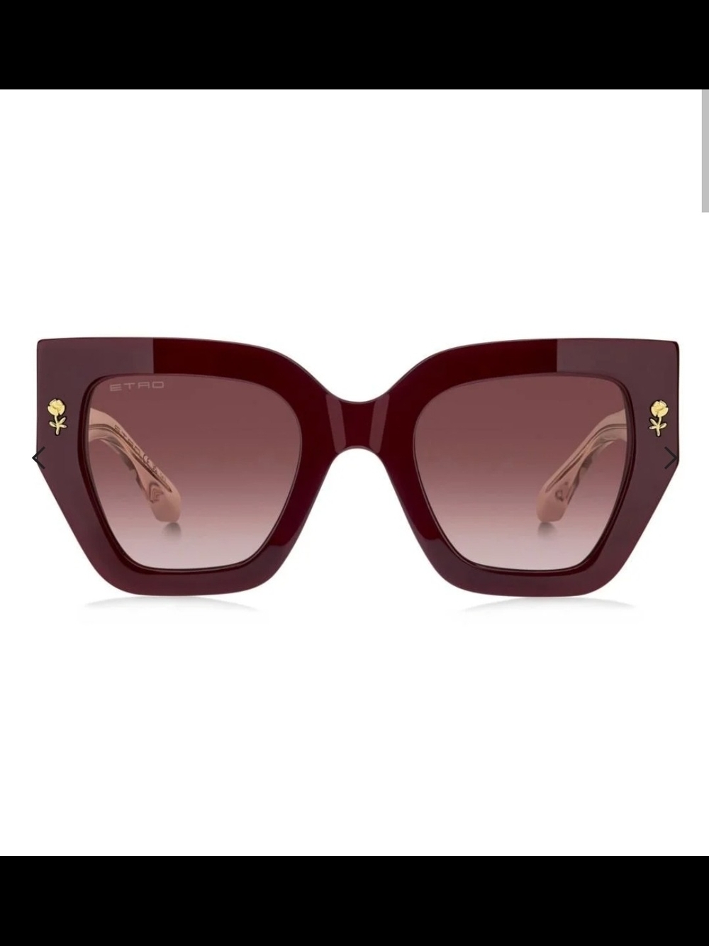 Etro Deep Burgundy Cat-Eye Sunglasses with Rose Gold Accents